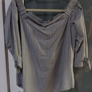 Banana Republic Gray Ruched Tie Front Blouse